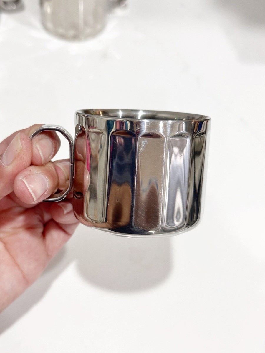 Zepter Astra Stainless Steel 18/10 Espresso Cups Demitasse Saucers