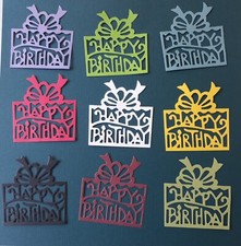 HAPPY BIRTHDAY GIFT DIE CUTS FOR CARDMAKING  SCRAPBOOKING 10PC ASSORTED COLORS