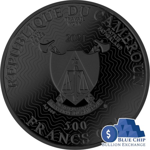 2021 500 CFA Francs Solar System The Sun 17.50g Silver Ruthenium Coin - Picture 3 of 4