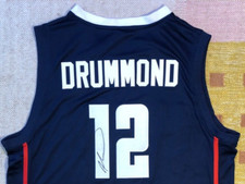 Andre Drummond Signed Autograph UCONN Huskies NCAA Jersey NBA Pistons USA