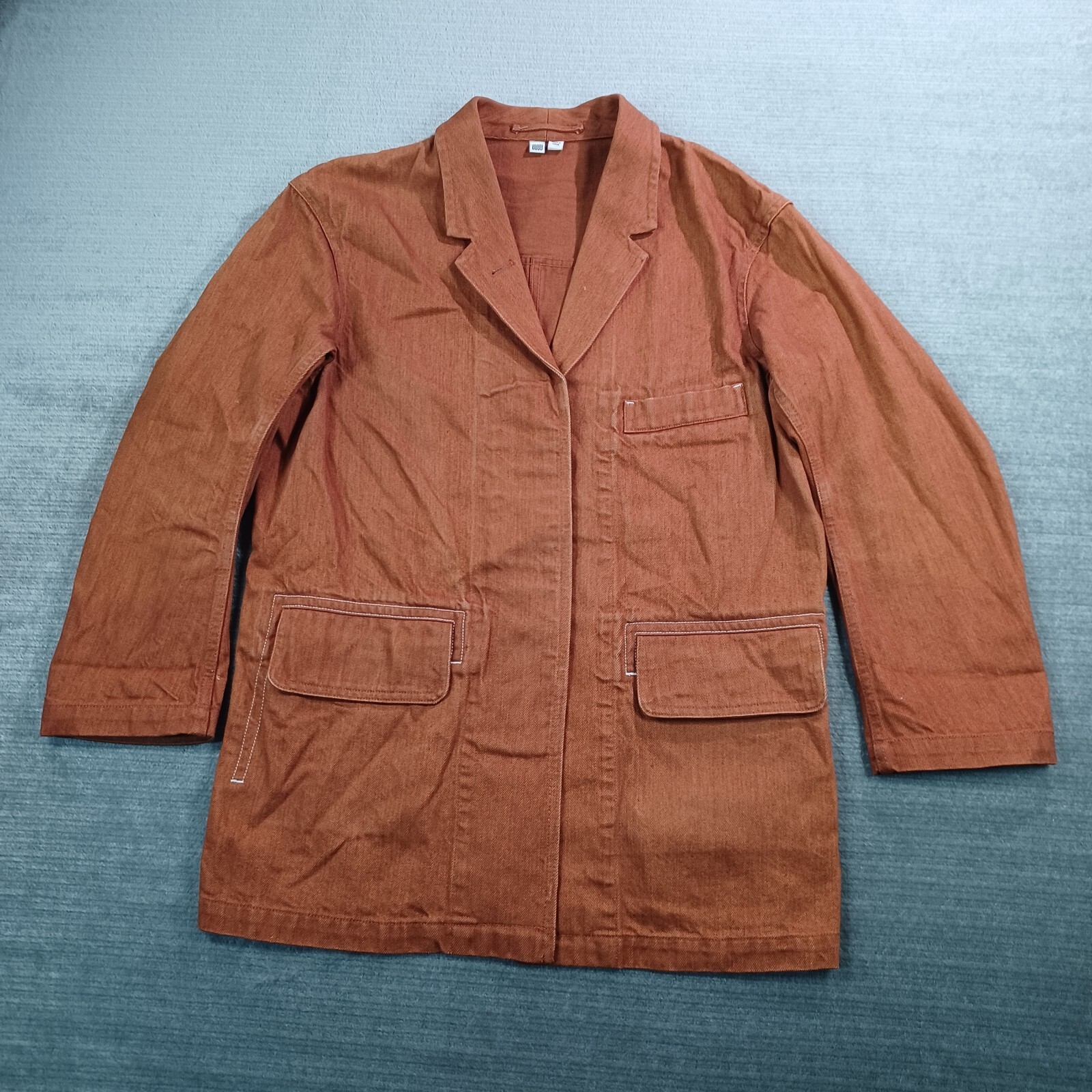 Uniqlo Shirt Men XS Burnt Orange Overshirt Chore Jacket Utility Oversized Casual