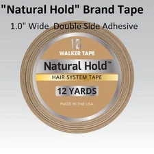 Natural Hold Tape by Walker Tape 1" X 12 yard roll Double side Adhesive 