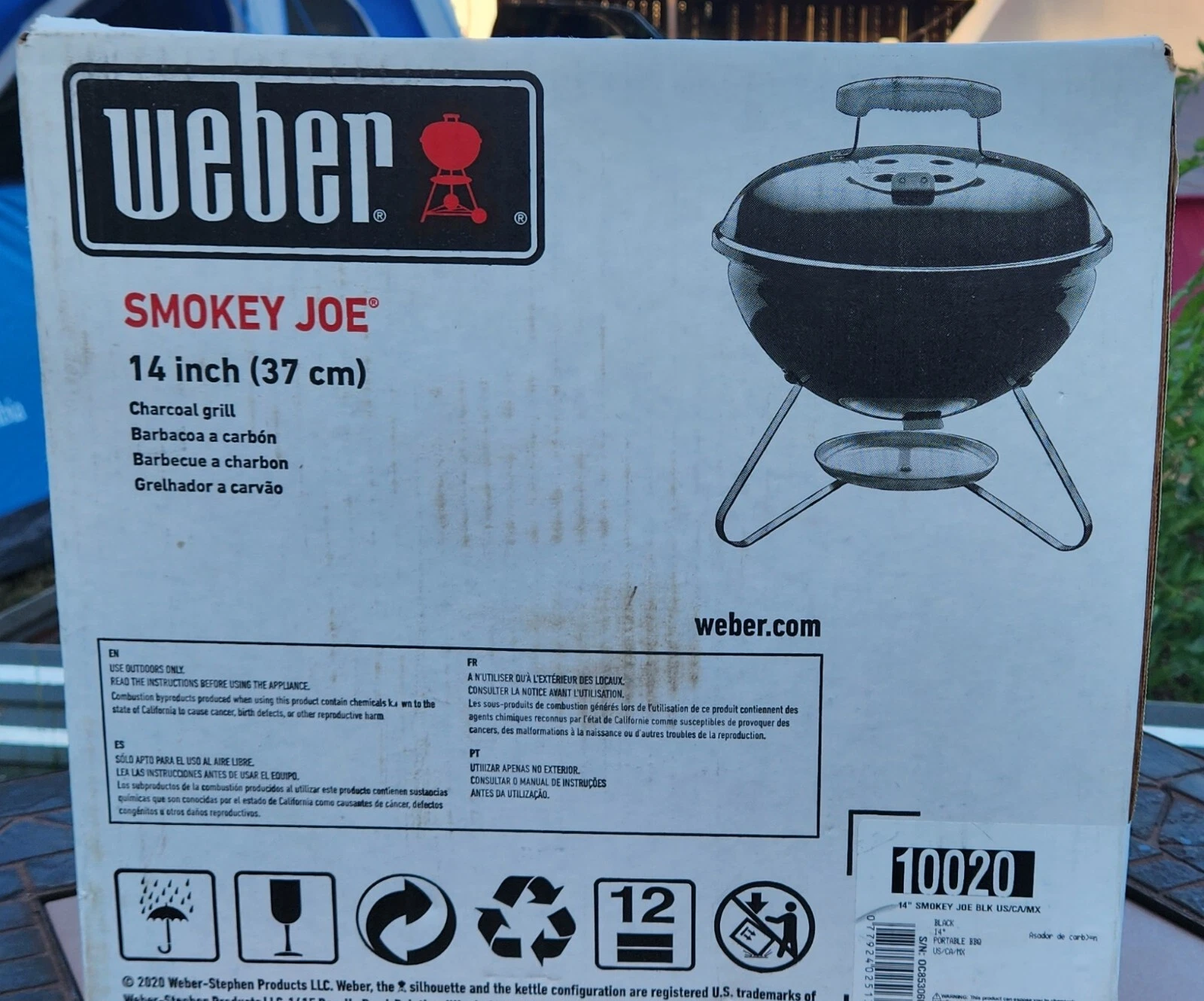 Weber 14" Smokey Joe Charcoal Grill. Black. Compact and lightweight. NEW IN BOX