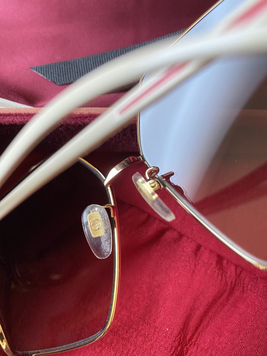 サングラス Oversize Square Frame Sunglasses Gucci GG1322SA 002 Gold-Ivory/Brown Oversized Gradient
