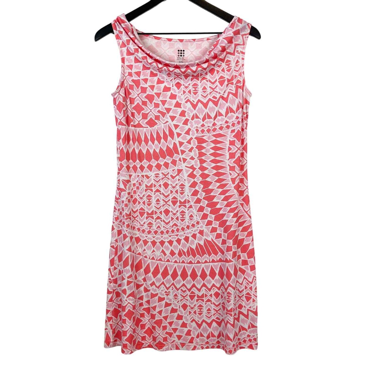 Title Nine (XS) Mini Stretchy Jersey Knit Dress Pink Cowl Neck Sleeveless