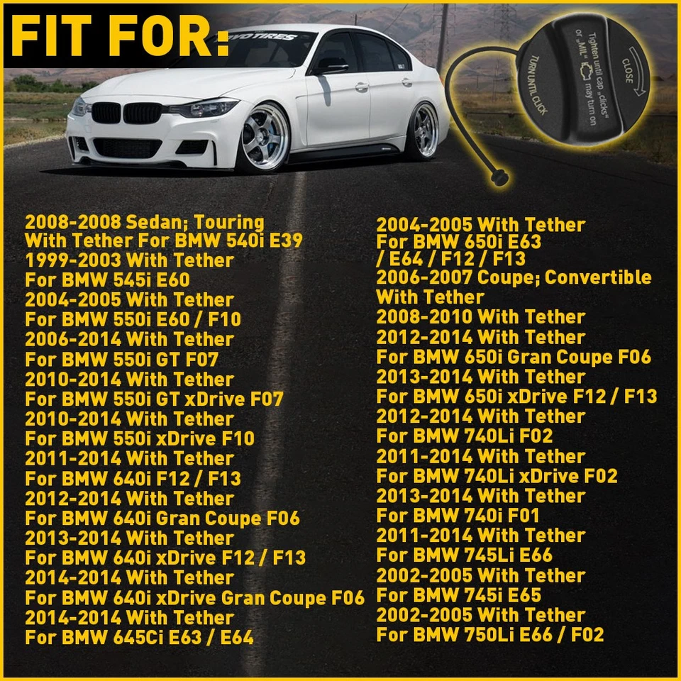 Tapa de llenado de gasolina del tanque de combustible para BMW 320i 328i 330i 335i 530i 535i 545i 740Li Foto 4 de 4