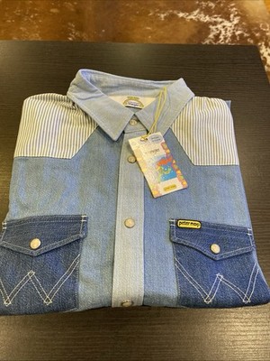 Wrangler Peter Max Denim Snap Shirt Size Medium Slim