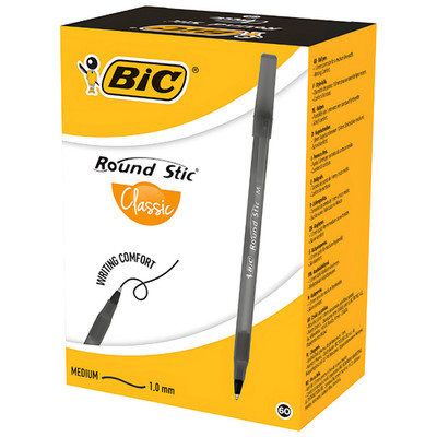 Bic Round Stic Classic Kugelschreiber Schwarz 60 Stück