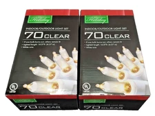Set of 2 Living Solutions 70 Clear White Indoor Outdoor Christmas String Lights
