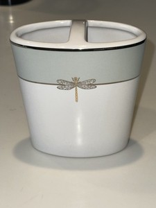 Lenox Kate Spade June Lane Dragonfly Platinum Trim Toothbrush holder EUC