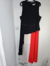 Coast Piper Plus Size Colour Block Asymmetric Peplum Maxi Dress Evening 24 VGC