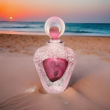 Fifth Avenue Crystal "Geode" Pink Perfume Bottle W/ Stopper Frosted Ice Glass