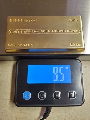 99.99% Zinc Human Made Gold Bar Paperweight 9.5 oz 4 inches x 2 