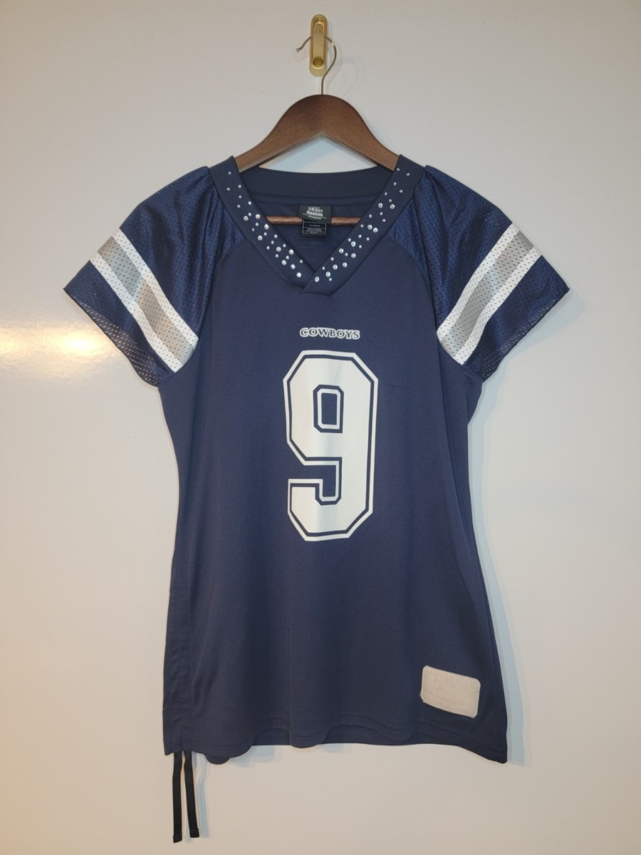 nfl jersey dress for women Team Apparel Womens Medium Blue Dallas Cowboys Romo #9 Jeweled Bin-081120-SE1