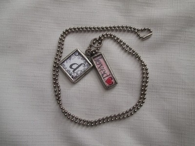 ART BY AMY LABBE UNIQUE ID TAG INTITIAL ''LOVED'' ''D'' SILVER BALL CHAIN NECKLACE
