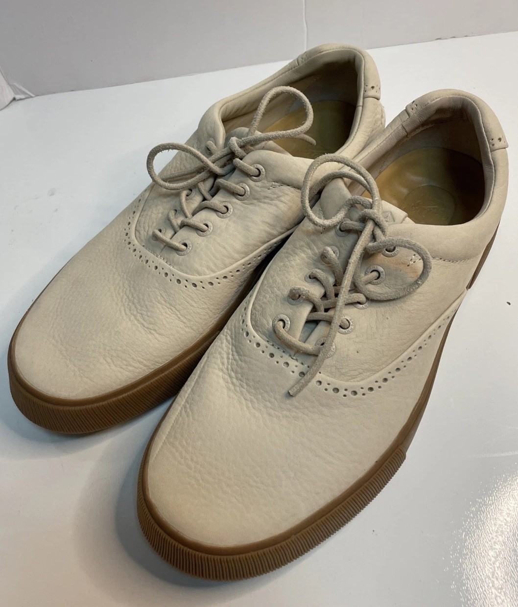 PANTOFOLA D’ORO Sperry Uomo Striper Tan Beige Tg 10 Scarpa Allacciata Coppa Oro Peluche Onda