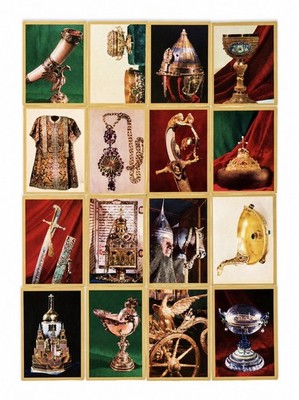Vintage Moscow Kremlin Armoury Faberge Russian Postcard Set 16 Cards USSR 1975