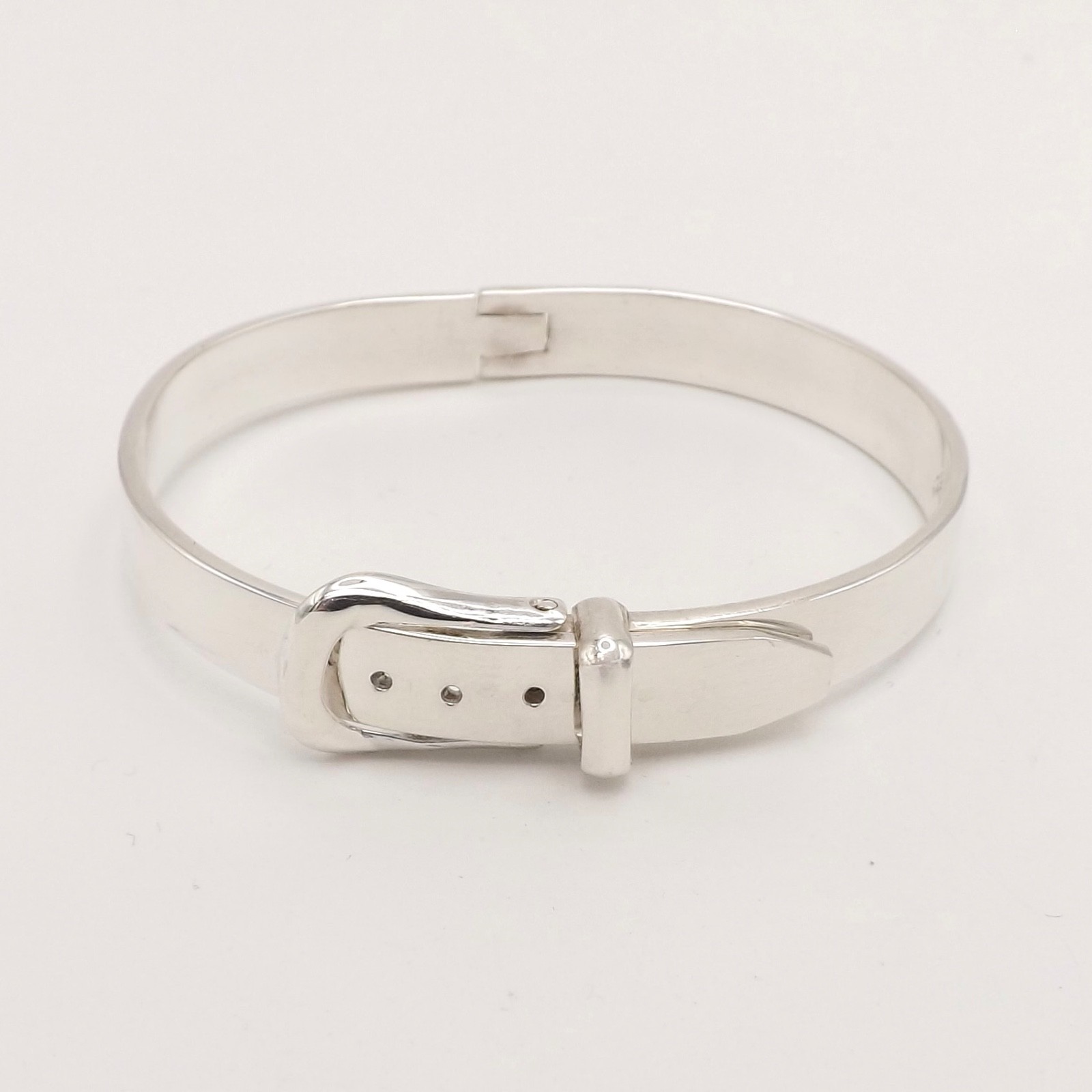 Solid Sterling Silver Belt Buckle Hinged Bangle B… - image 9