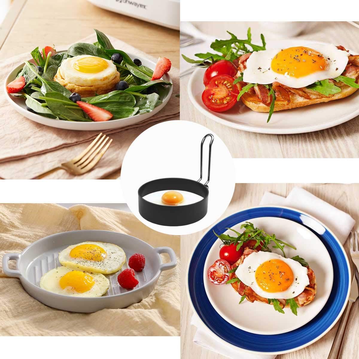 4 Pack Egg Rings Mold for Cooking Stainless Steel Round Egg Cooker Ring Nonstick