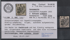 ÖSTERREICH MiNr. 2 Xa - ANK 2 Ha, 2 Kreuzer "schwarz" Type IIIa, BABOR VÖB