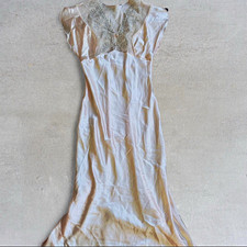 Vintage White Lace Bodice Slip Nightgown Lingerie, Size Large / X-Large