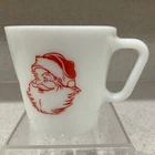 Vintage Pyrex Milk Glass Merry Christmas Santa Coffee Tea Mug Cup
