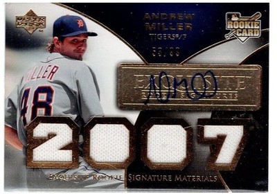 ANDREW MILLER - RC - /99 - AUTO - Relic - 2007 Upper Deck Exquisite Gold #174