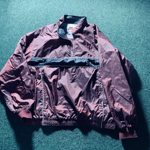 Chaqueta deportiva vintage Nike cortavientos MED granate negra años 90 1/4 cremallera - Imagen 12 de 12