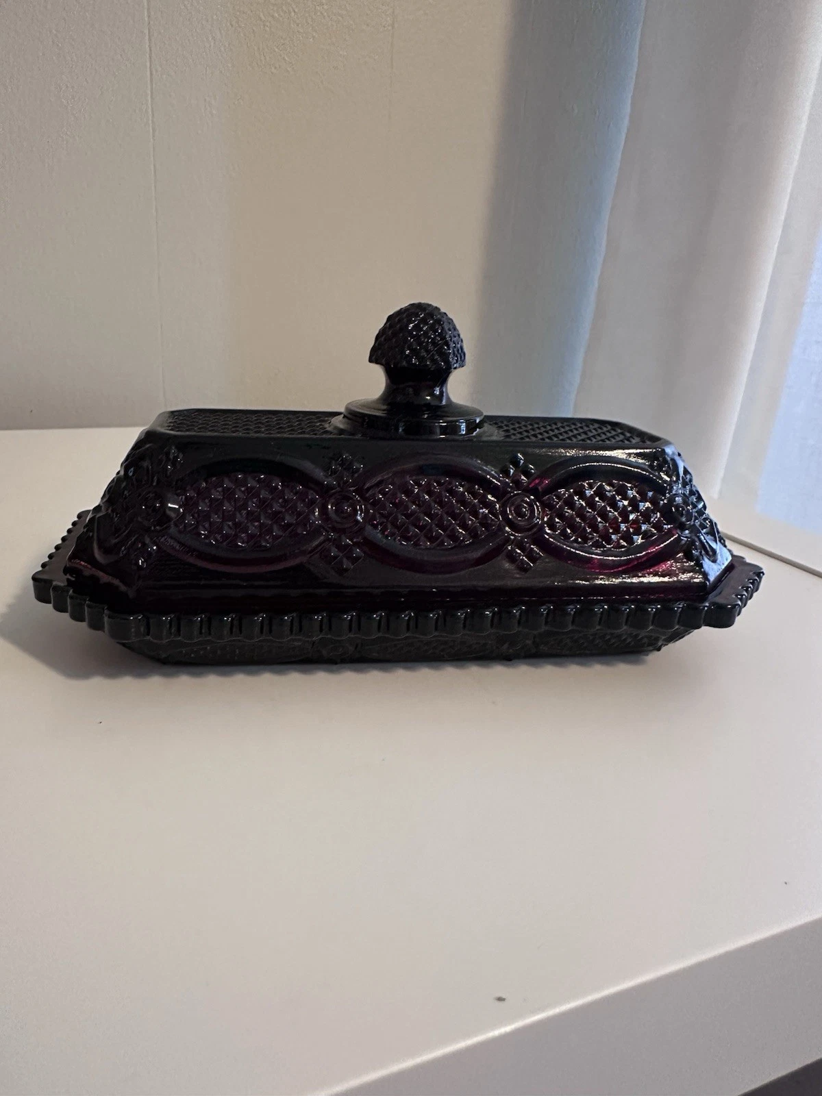 Vintage Avon Covered Butter Dish “Cape Cod Collection” Ruby Red - NOS