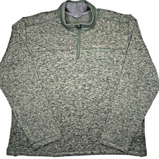 Eddie Bauer Pullover Mens 2XL Fleece Quarter Zip Sweater Green Outdoor Gorpcore