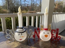 Acrylic Snowman Flameless Candle Lights Table Top Set