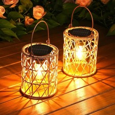 Solar Lantern Outdoor Lights, 2 Pack Bright Hanging Solar Lanterns Outdoor