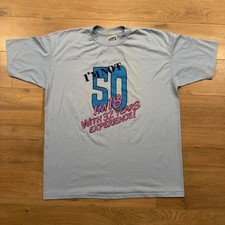 Vintage Funny 50th birthday tee 1980's blue pink "I'm not 50" size XL