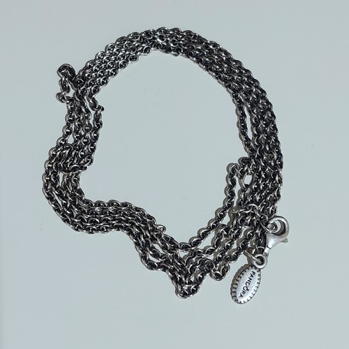 Genuine Pandora Silver Oxidised Classic Cable Chain Necklace 80cm - Retired