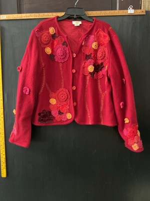 Sandy Starkman Vintage cropped Jacket top Floral Artsy Blazer sz 2X