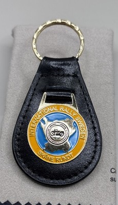 Int. Rally Sweden Schlüsselanhänger Key Ring Abzeichen Leder Skåne Rundt