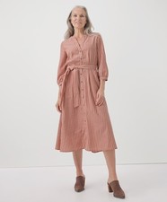 Pact Women's Medium Sunset Lightweight Cotton Dress Baked Clay Bondi Stripe