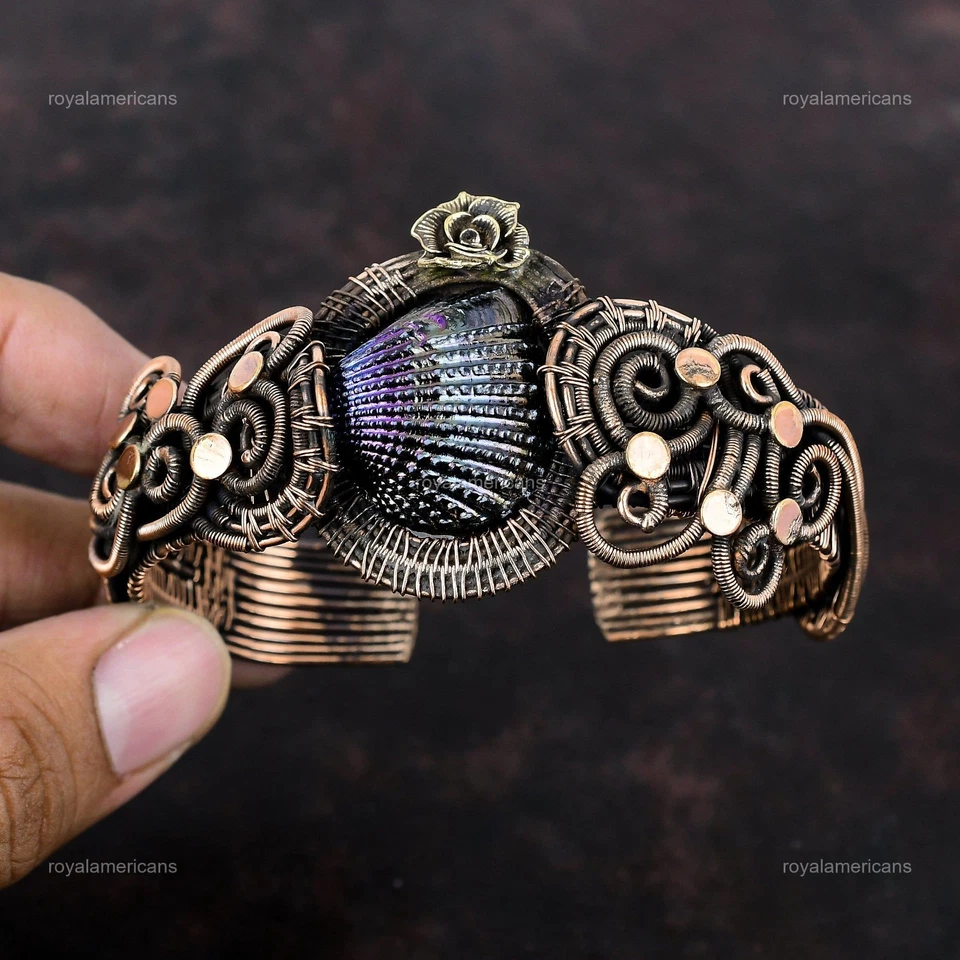 Bracelete de flor concha revestido de titânio natural pera cobre oferta de dia da amizade - Imagem 4 de 4