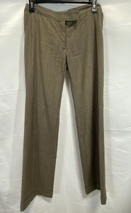 Stella McCartney Women's Brown Flat Front Trousers Embroidered Waistband Sz 30