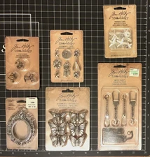 Tim Holtz Idea-ology Lucky, Mirrored, Star Fastener, Frames, Clasps, Butterflies