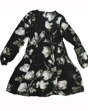 Simply Vera Vera Wang Long Sleeve V-Neck A-Line Dress Black Green Women 10