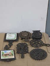 Cast Iron Trivet Vintage Mini Hot Plate Wall Decor Footed Lot Set of 7