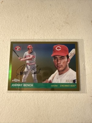 Johnny Bench 2025 Topps Chrome Platinum Gold Jersey # 5/50