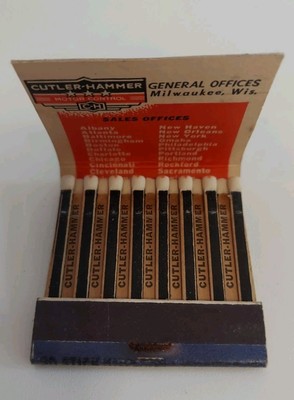 Vintage Feature Matchbook Cuttler Hammer Motor Control Cars Automotive Mechanics