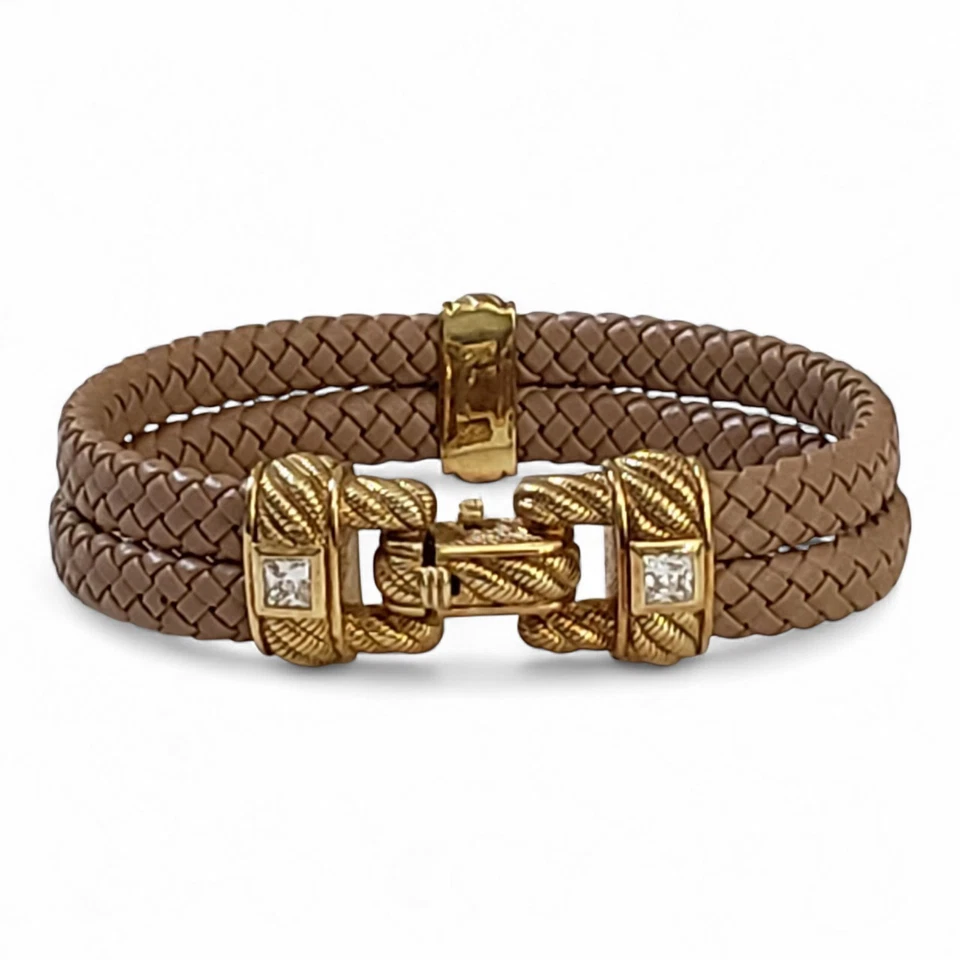 Brazalete trenzado Judith Ripka oro vermeil plata esterlina circonita cúbica bronceado Foto 3 de 4