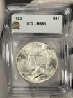 1923-P Peace Silver Dollar $1 ICG MS63 Rare UNC Flashy Mirrors Philadelphia Coin