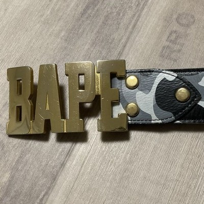 BAPE CAMO Gold Buckle Leather Belt a bathing ape NIGO Size M | eBay