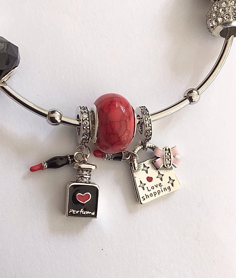 Charm Anhänger „Parfum“ u. „Love Shopping“ + Accessoires mit Spangen Armband 🎀 - Bild 4 von 4