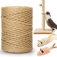 262FT 6mm 1/4-Inch Thick Natural Jute Sisal Rope for Cat Scratching Posts