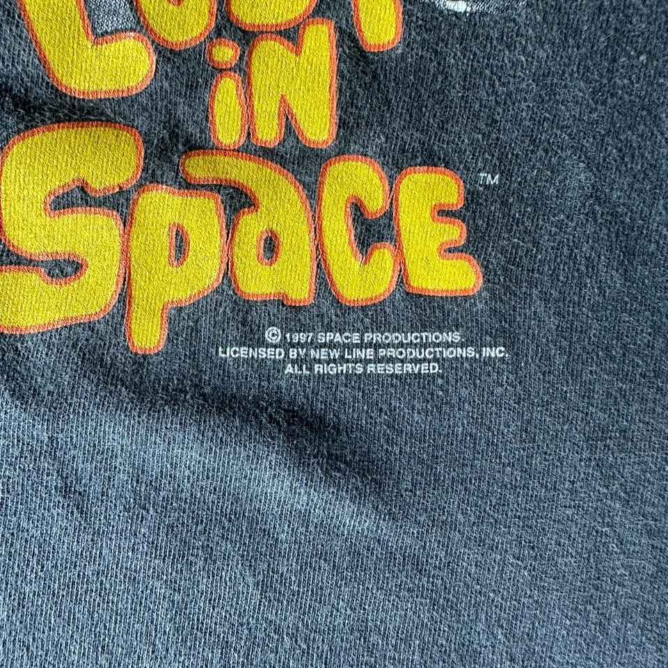 Винтажная футболка Lost In Space TV Show черная литая графическая научно-фантастическая 21,5x29 - Изображение 3 из 4